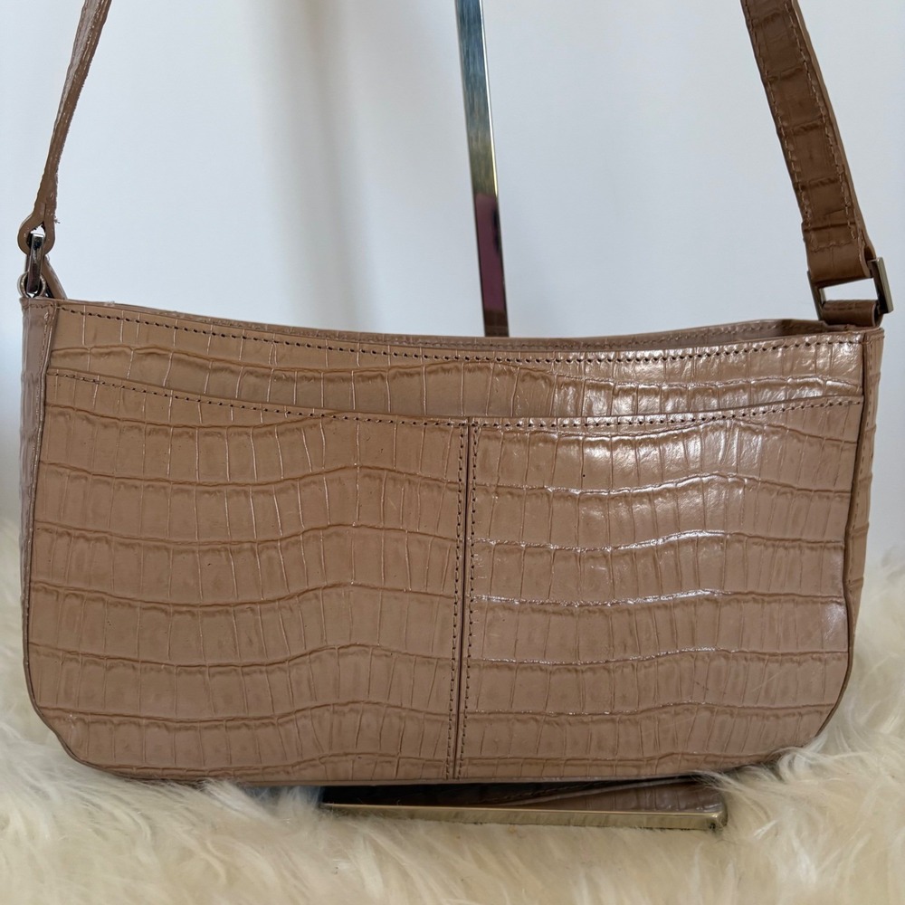 Etienne Aigner Vintage Tan Croc Embossed Leather Shoulder Bag 80033 - Picture 4 of 16